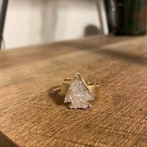 Crystal, gold plated arrow ring